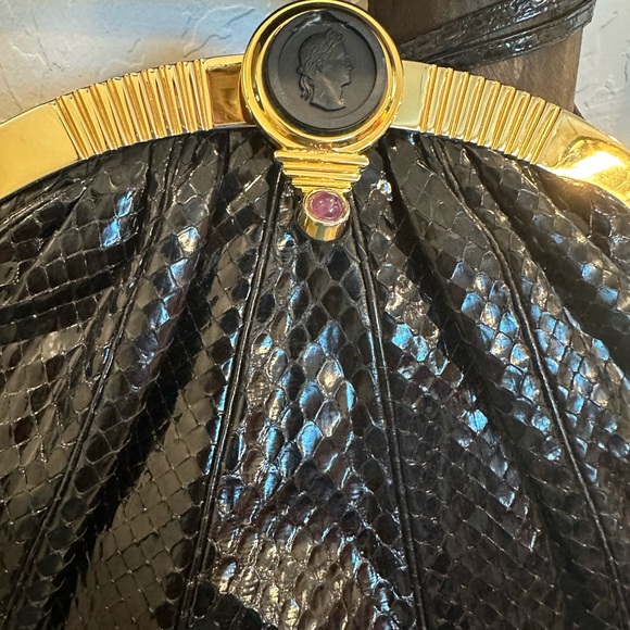 Judith Leiber Black and Gold Clutch - Picture 3 of 15